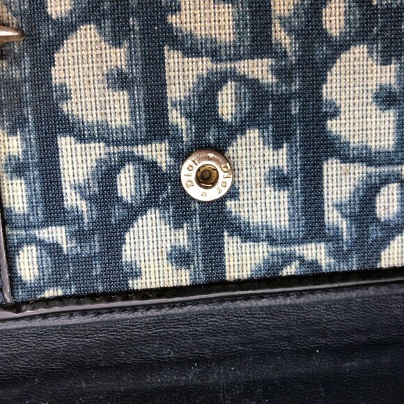 Christian Dior Monogram Wallet Blue Oblique Canvas Bifold Zip Rectangle - Picture 12 of 16